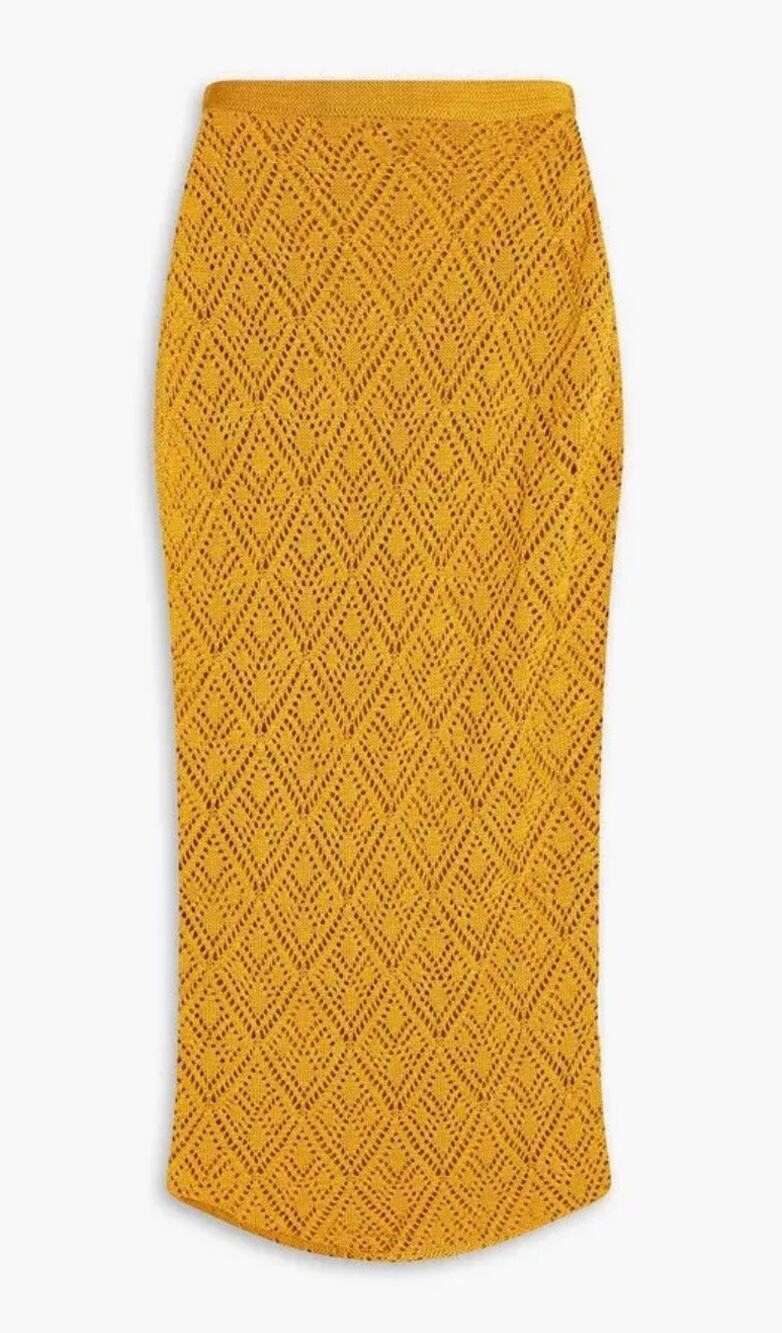 Savannah Morrow The Label Crochet Knit Maxi Skirt in Mango Size XS NWT